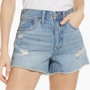 Madewell 4.5 inch relaxed fit raw hem distressed jean shorts size‎ 25